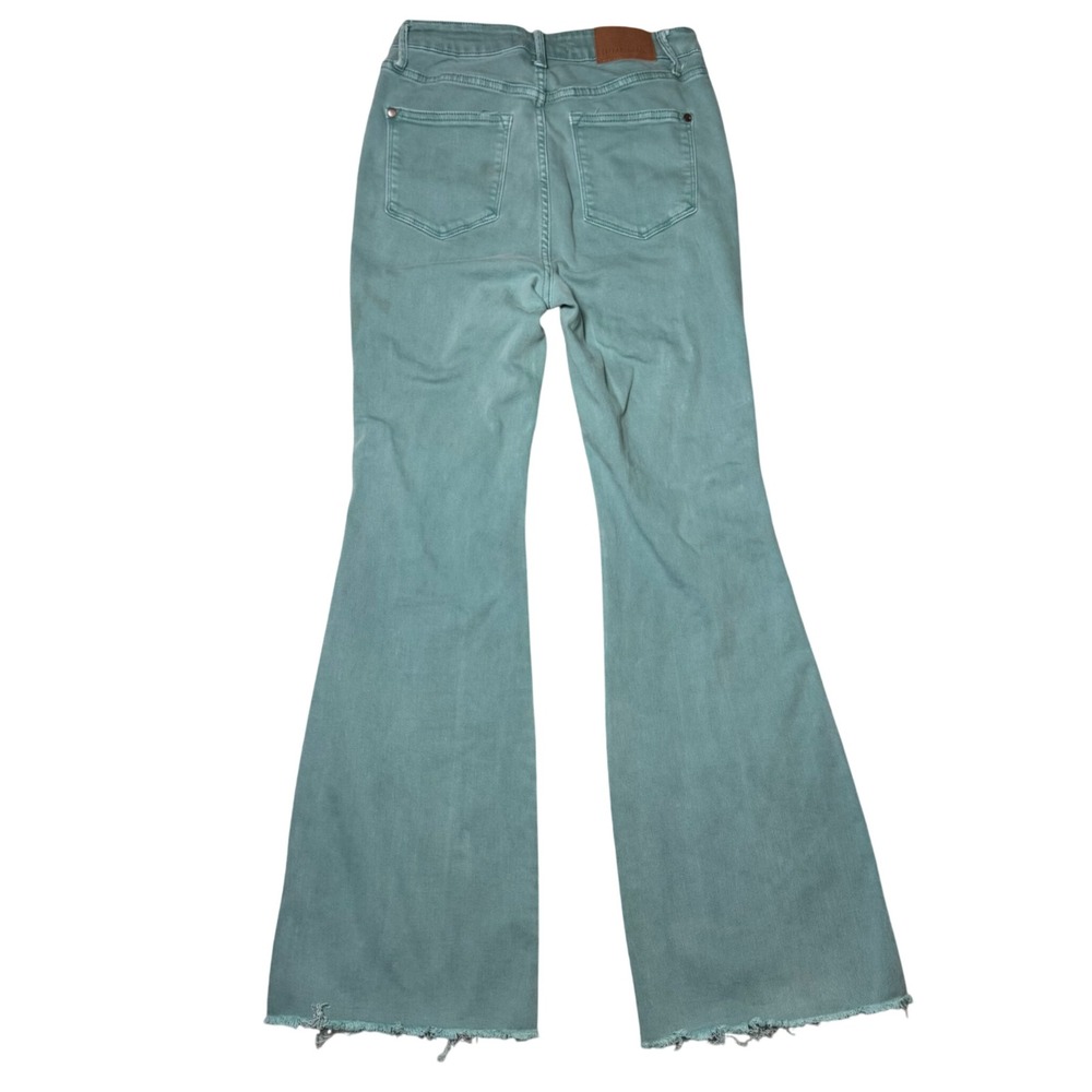 Judy Blue Flare Jeans Turquoise Size 7/28 Raw Hem Boutique Western Cowgirl Boho - Picture 4 of 8